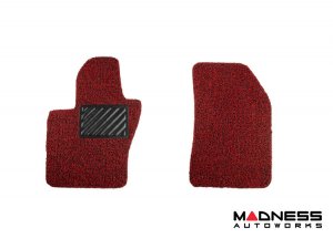 Dodge Hornet All Weather Floor Mats - Rubber Woven Carpet - Front Set - Red + Black 